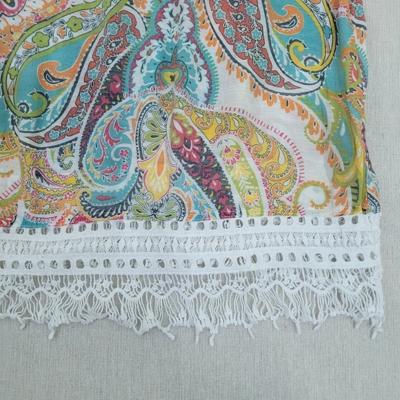 SPENSE Womens Size Medium Multicolored Paisley Pattern BOHEMIAN Lace Fringe EUC - Picture 2 of 12